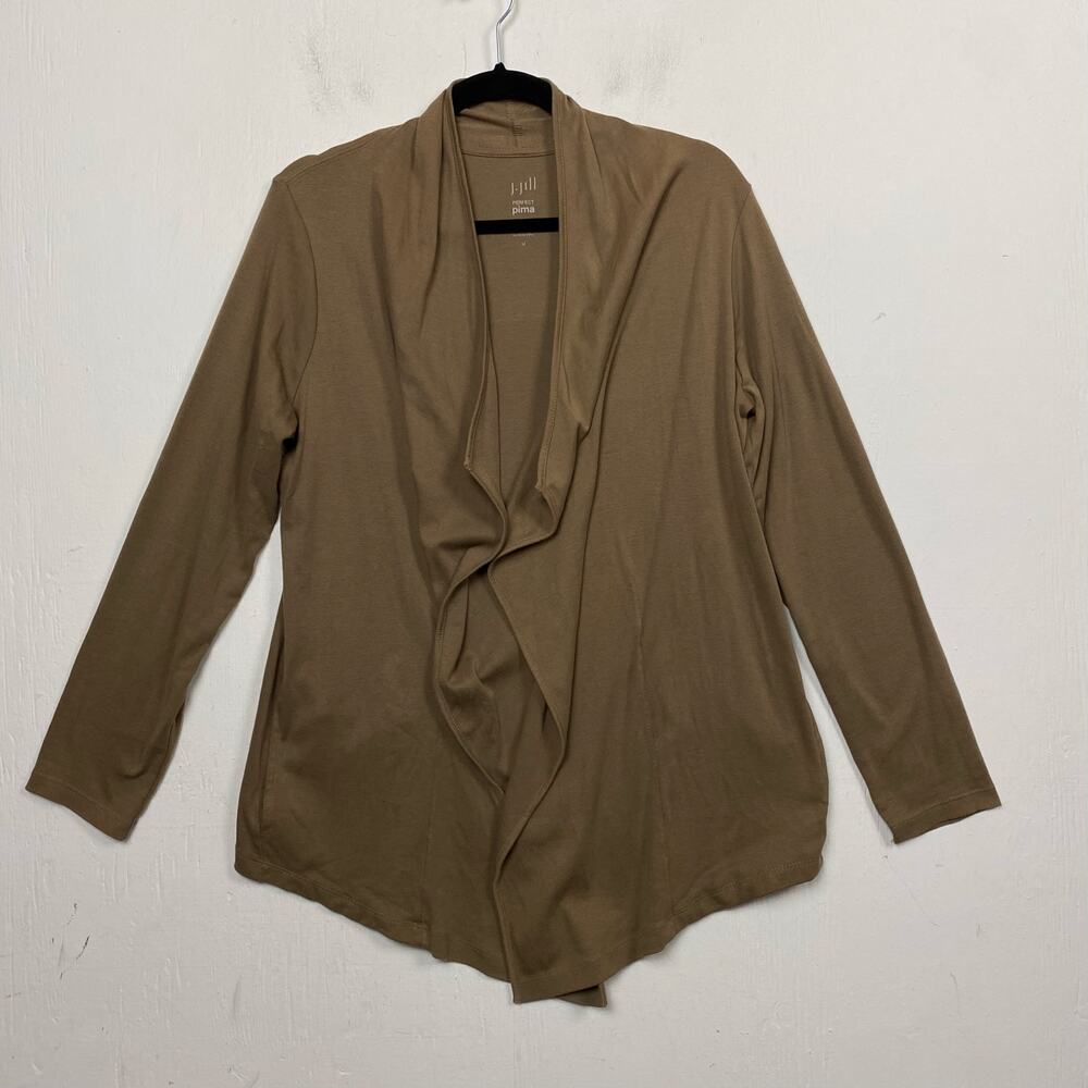 J. Jill Perfect Pima Brown Cascade Cardigan Lightweight Sweater Size Medium